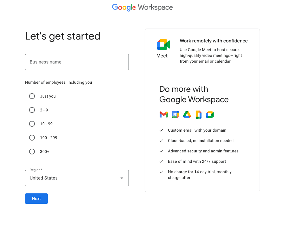 Google Workspaces Screenshot